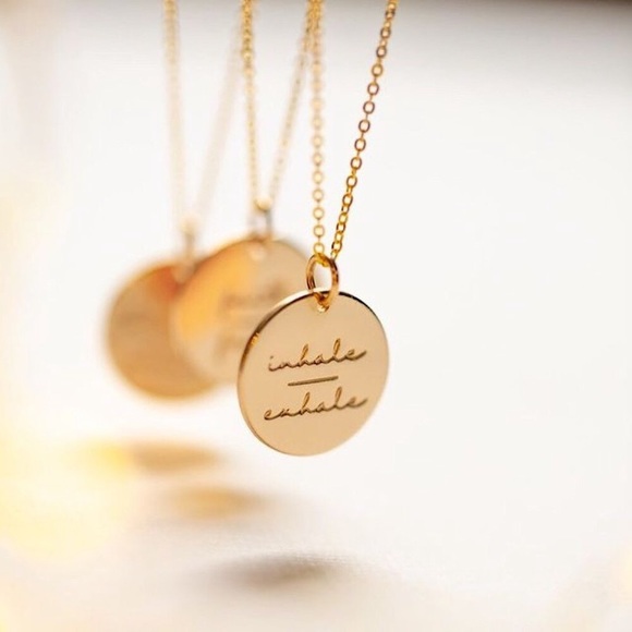 Inhale/Exhale Mantra Minimalist Bohemian Necklace - Picture 2 of 16